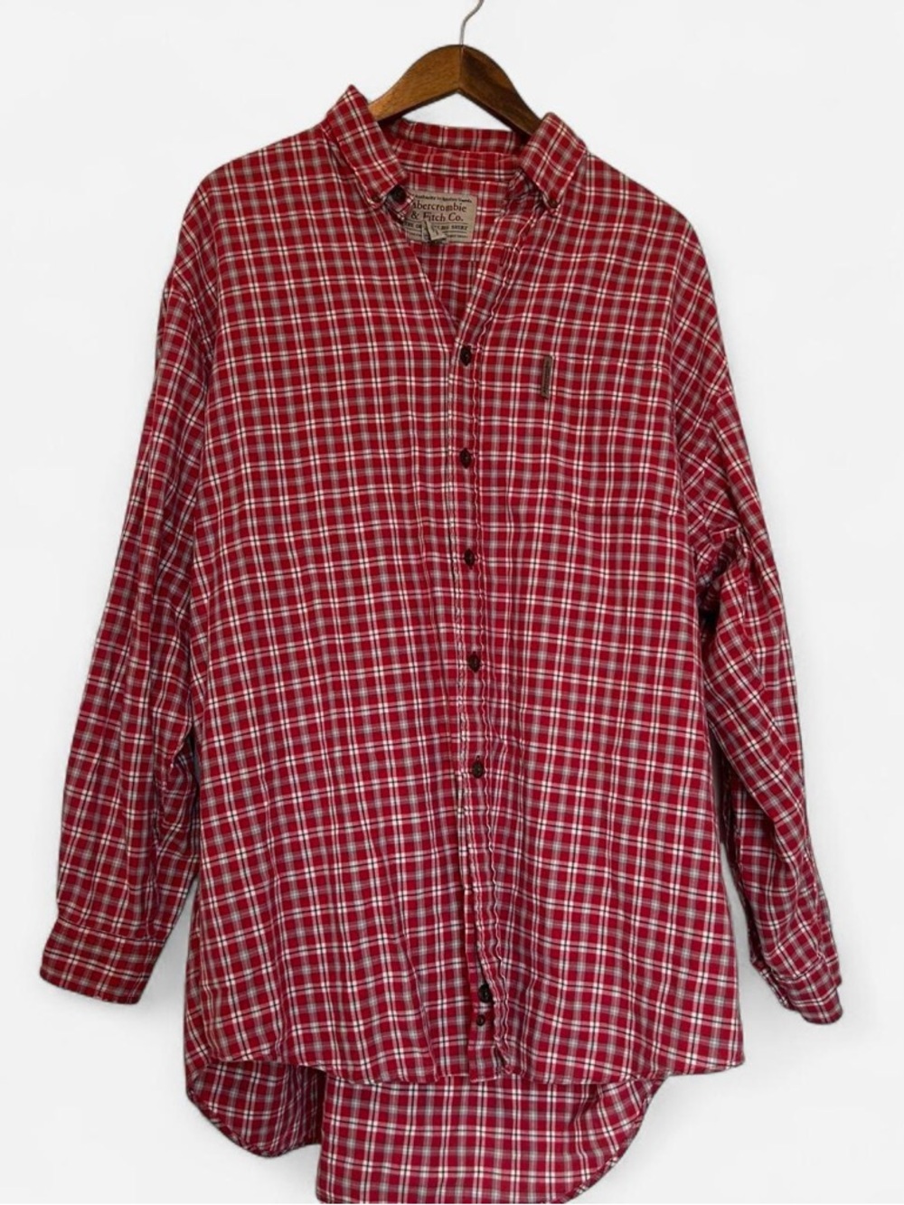 Abercrombie & Fitch Red Plaid Button-Up Shirt